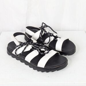 Sorel Roaming Lace Up White Leather Sandals